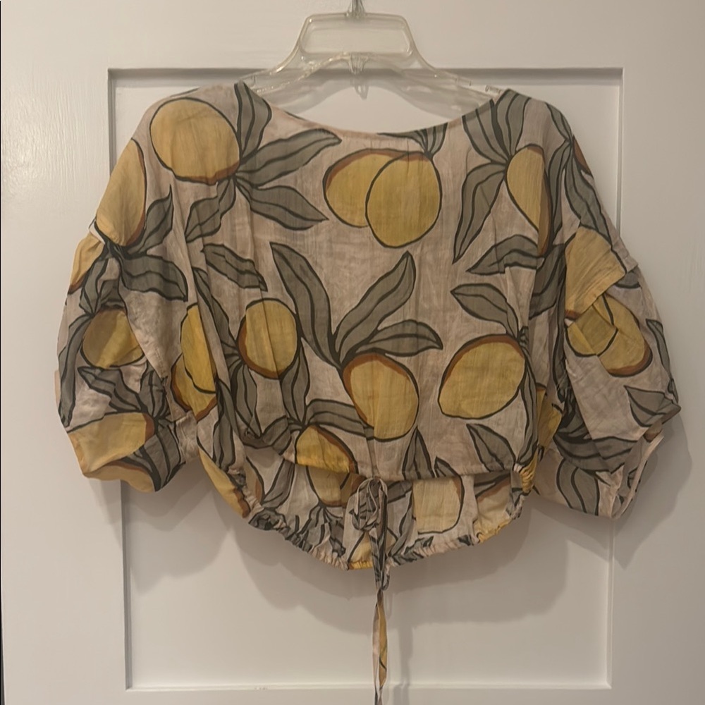 Yellow and Green Printed Women's Top